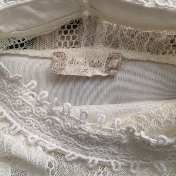 ALTAR’D STATE Lace fall blouse top white long sleeve Victorian romantic gothic S - Picture 7 of 8
